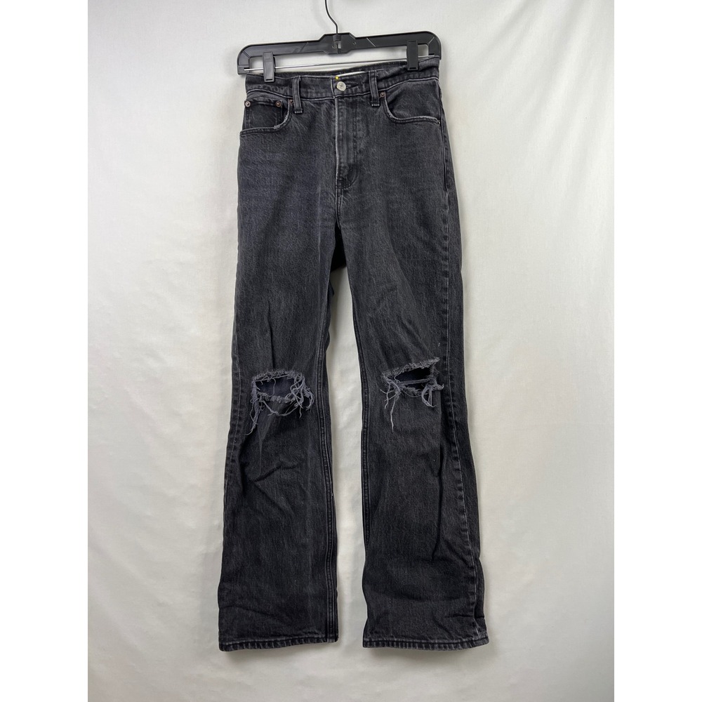 Abercrombie & Fitch 90s Relaxed Jean Womens 24/00s Black High Rise Distressed
